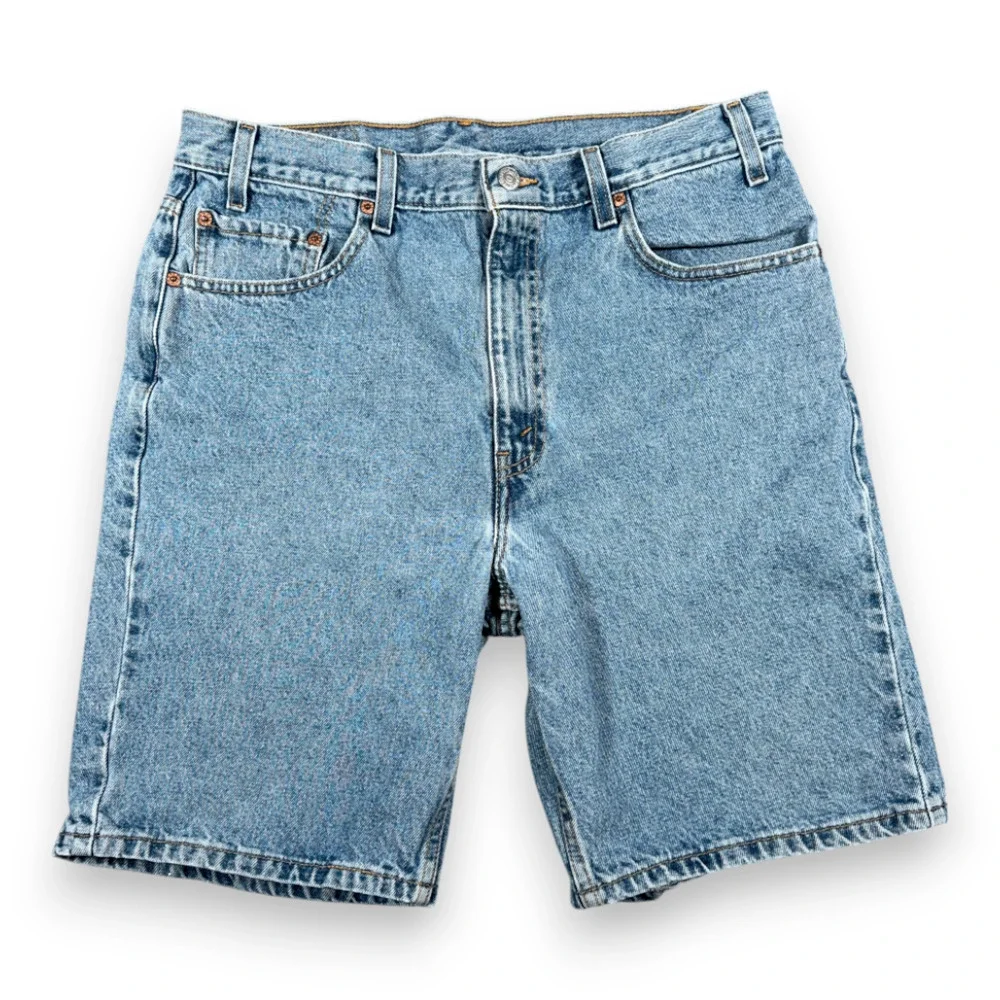 Vintage Levis Jean Shorts Mens 34 Blue Light Wash Denim 505 Regular Fit Y2K